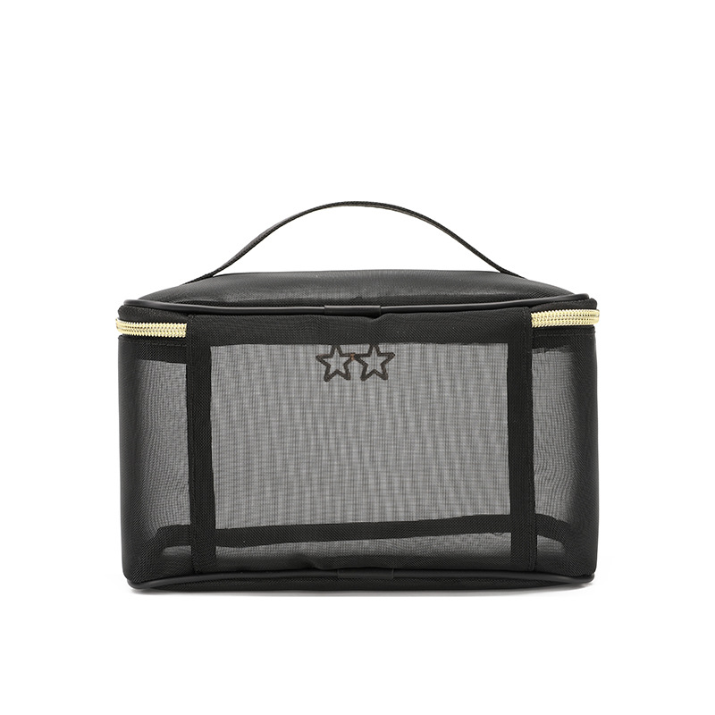 Black mesh travel toiletry organizer product view